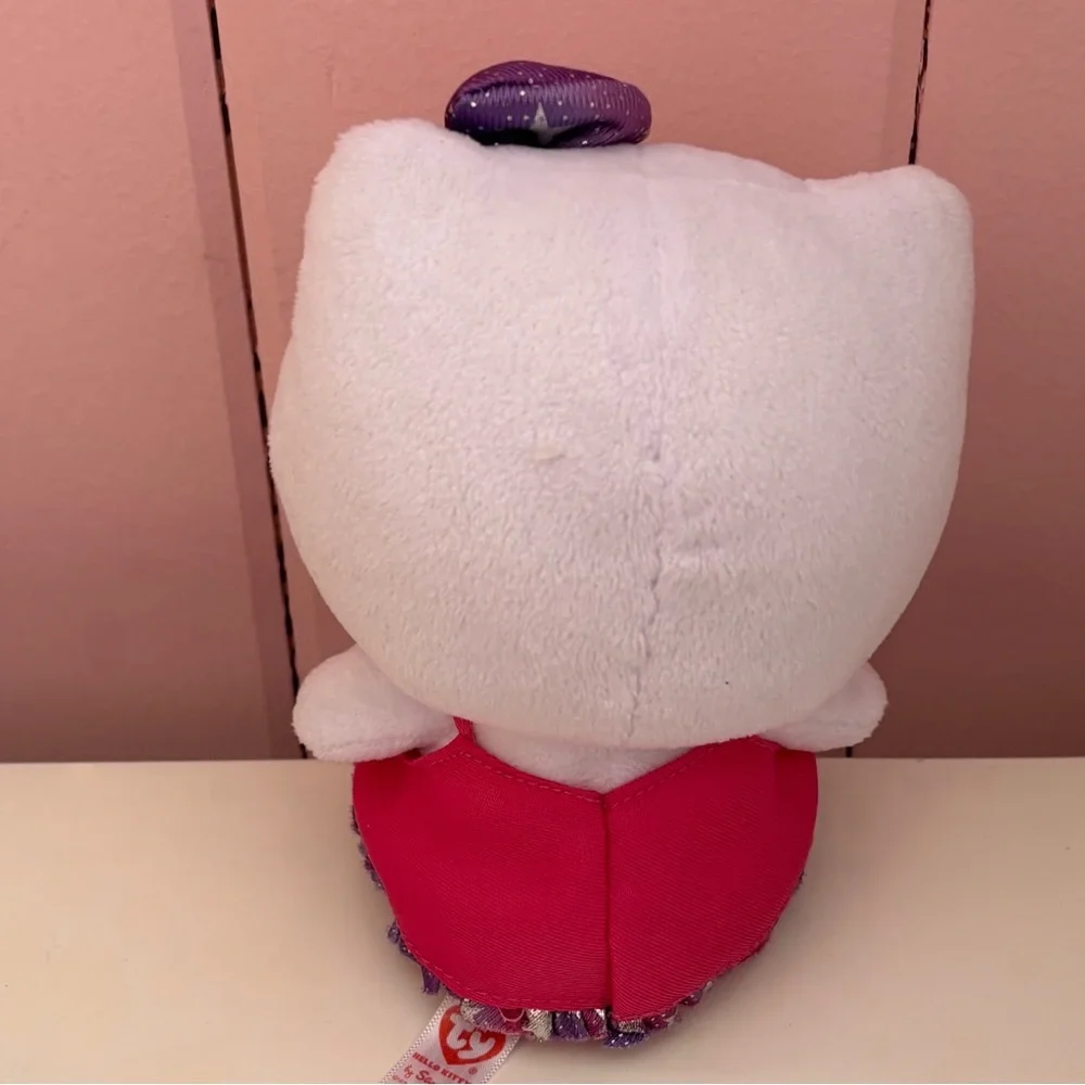 TY Beanie Baby Sanrio Hello Kitty in I love Las Vegas and Purple Dress